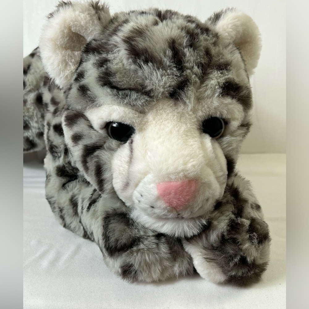 FAO Schwarz 21” Snow Leopard Stuffed Animal Plush Realistic White Gray Black Toy